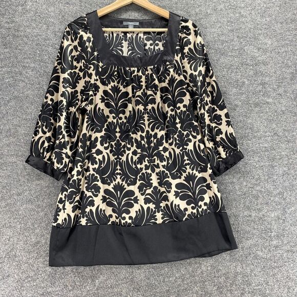 Apt. 9 Tops - Apt. 9 Blouse Women M Medium Black Paisley Square Neck 3/4 Sleeve Pullover